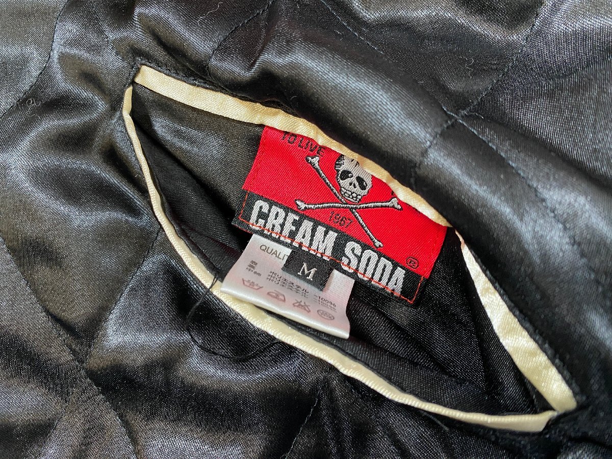 CREAM SODA スカジャン サイズ:M クリームソーダ 緑 龍 猫 キャット ワッペン ☆良品☆[661-1121-N6]_画像6