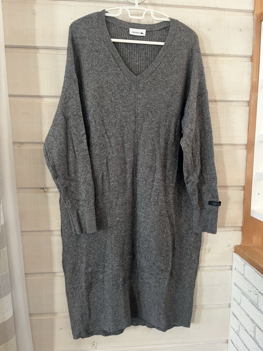 ☆ラコステLACOSTEニットワンピース38☆カシミヤブレンド Vネック_画像1