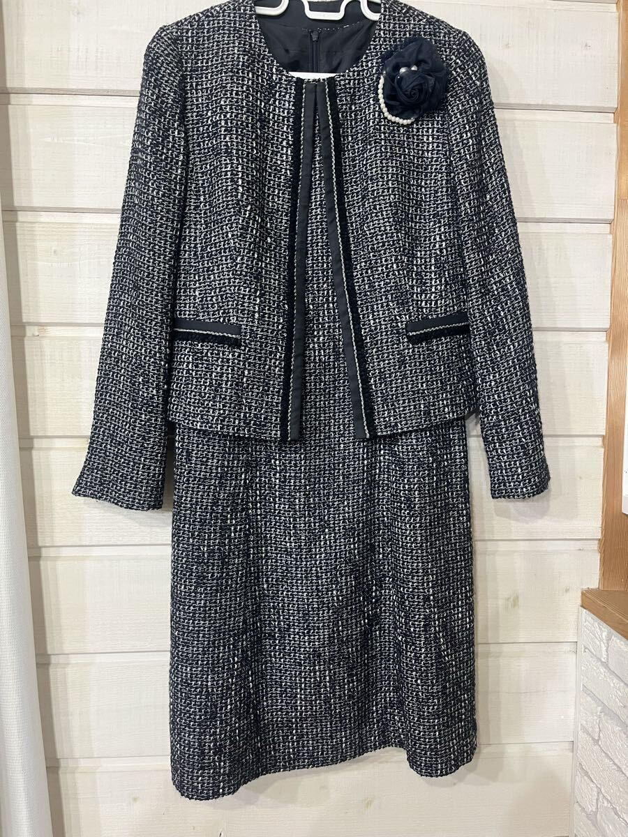 ☆コムサイズムCOMME CA ISMセレモニー美品 セットアップ ツイード フォーマル 入学式 卒業式 ノーカラージャケット_画像2