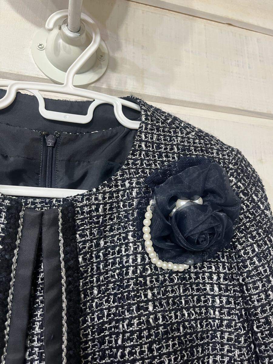 ☆コムサイズムCOMME CA ISMセレモニー美品 セットアップ ツイード フォーマル 入学式 卒業式 ノーカラージャケット_画像5