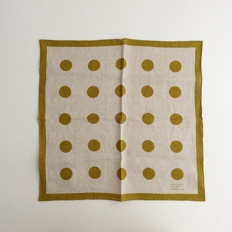 マーガレットハウエル MARGARET HOWELL *ドットスカーフ*ベージュオリーブリネンハンカチアクセサリー(ac30-2510-39)【10K52】_画像2