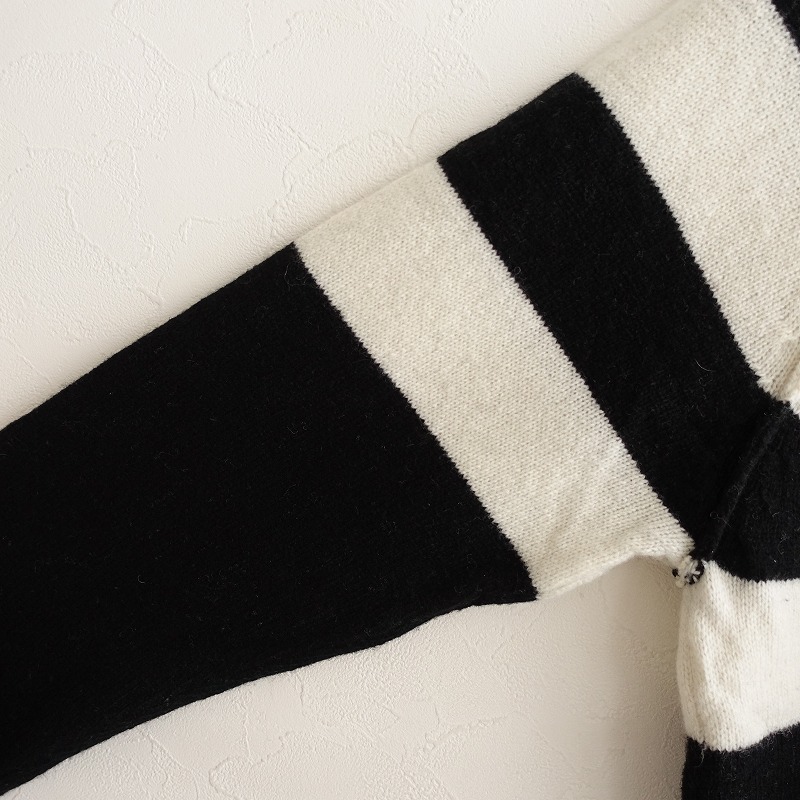 グラム (g)*パネルボーダークルーネックニットプルオーバー*Fブラック×ホワイトラグランプルオーバーウール(2-2510-213)【10K52】_画像3