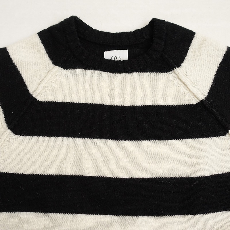 グラム (g)*パネルボーダークルーネックニットプルオーバー*Fブラック×ホワイトラグランプルオーバーウール(2-2510-213)【10K52】_画像5