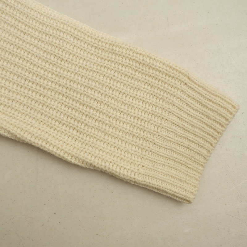 サンスペル SUNSPEL *コットンウールアゼ編みニットセーター*2クリームクルーネックラグランスリーブリブ(2-2510-207)【10K52】_画像4