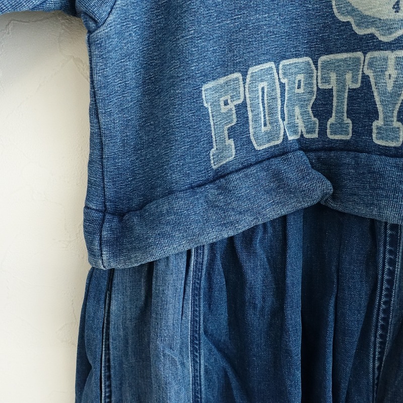 [ обычная цена 5.2 десять тысяч ]45a-rupi- M R45RPM * обратная сторона шерсть. пуховка платье * индиго голубой One-piece длинный рукав длинный (33-2510-65)[40K52]