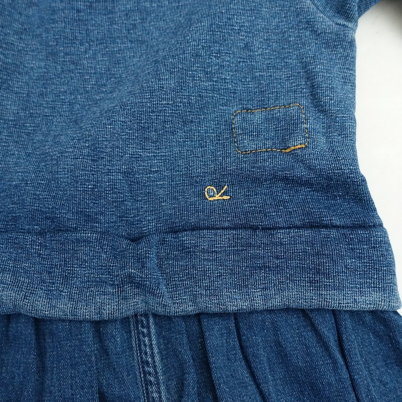 [ обычная цена 5.2 десять тысяч ]45a-rupi- M R45RPM * обратная сторона шерсть. пуховка платье * индиго голубой One-piece длинный рукав длинный (33-2510-65)[40K52]