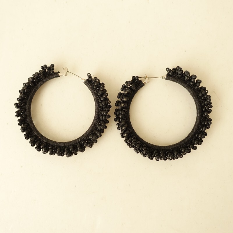 ハリニッティング hariknitting *サークルピアス*ブラックビーズアクセサリー(ac30-2510-104)【11K52】_画像2