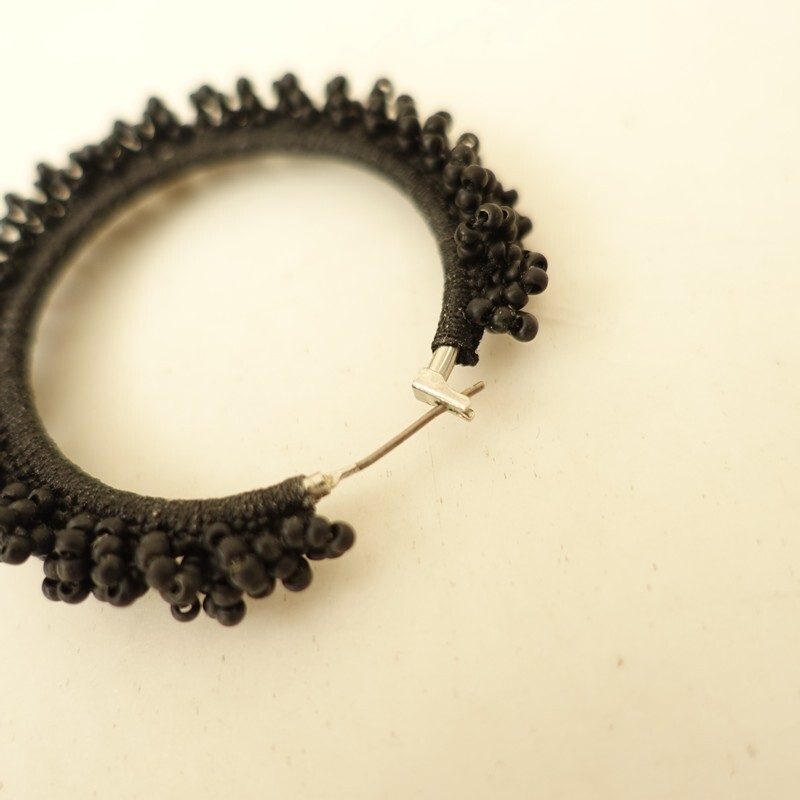 ハリニッティング hariknitting *サークルピアス*ブラックビーズアクセサリー(ac30-2510-104)【11K52】_画像5