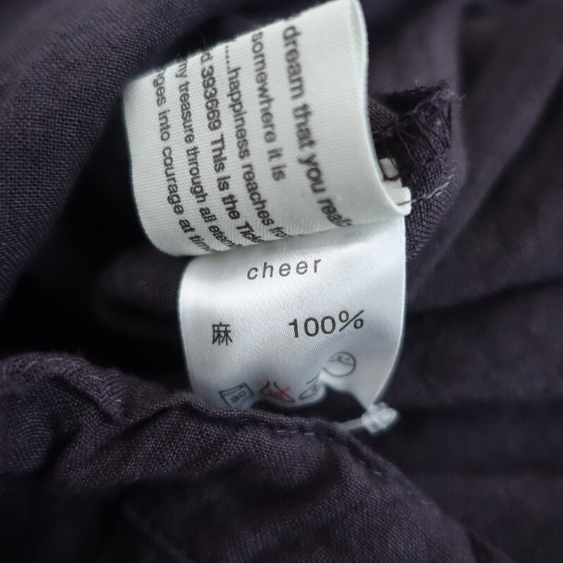 チアー cheer *リネンタックスカート*プラム系ロング無地麻ギャザーパープル紫(sk85-2510-21)【11K52】_画像6