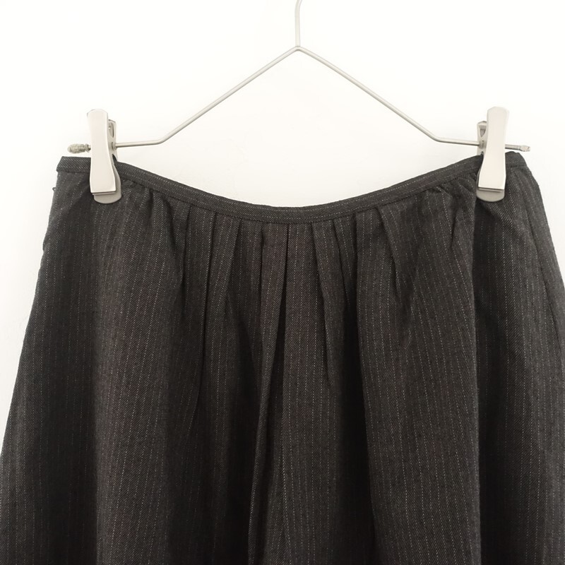 マーガレットハウエル MARGARET HOWELL *ウールギャザースカート*2ドビーストライプ裏地付スリットポケット(sk2-2510-512)【21K52】_画像3