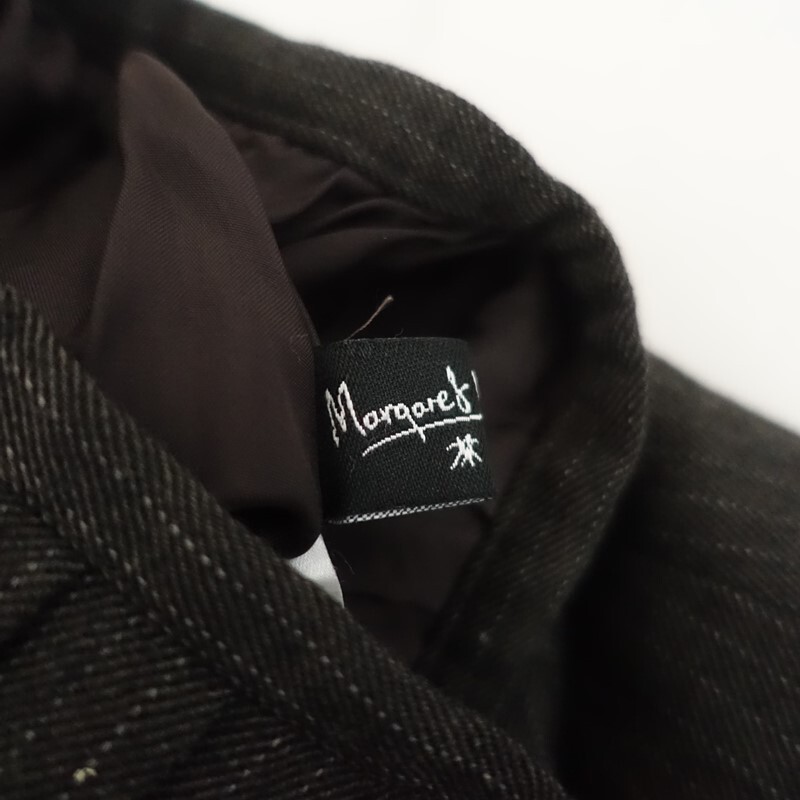 マーガレットハウエル MARGARET HOWELL *ウールギャザースカート*2ドビーストライプ裏地付スリットポケット(sk2-2510-512)【21K52】_画像7