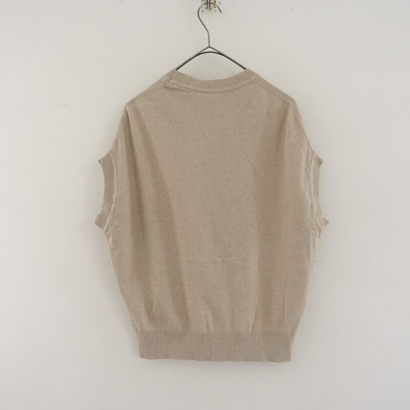 スロンスクエア slone square *コットンリネンニットクルーネックベスト*Fベージュ無地ドロップショルダー(2-2510-505)【21K52】_画像2
