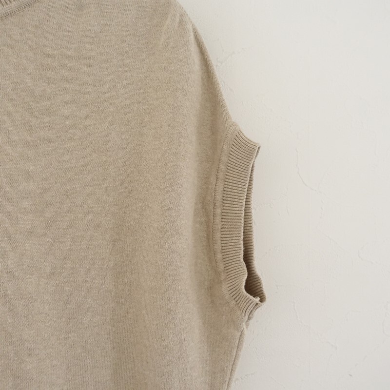 スロンスクエア slone square *コットンリネンニットクルーネックベスト*Fベージュ無地ドロップショルダー(2-2510-505)【21K52】_画像3
