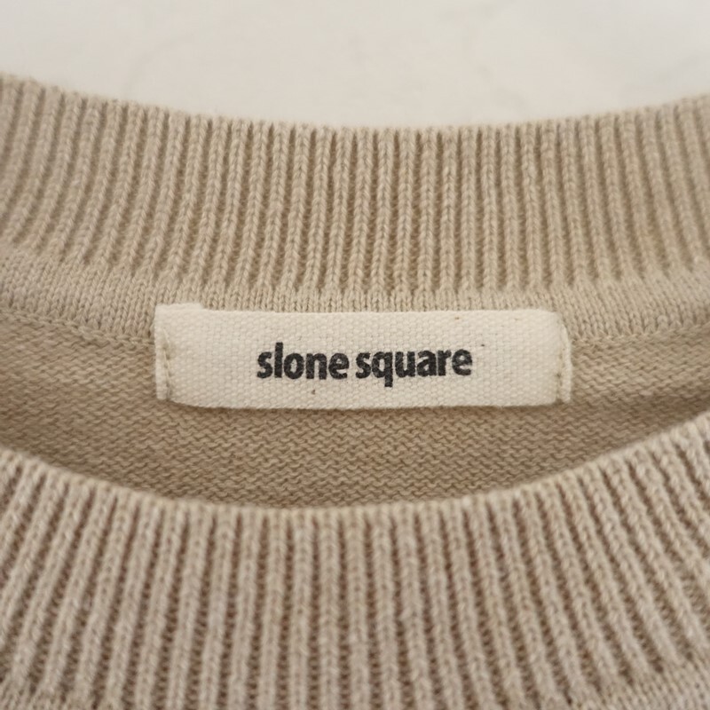 スロンスクエア slone square *コットンリネンニットクルーネックベスト*Fベージュ無地ドロップショルダー(2-2510-505)【21K52】_画像5