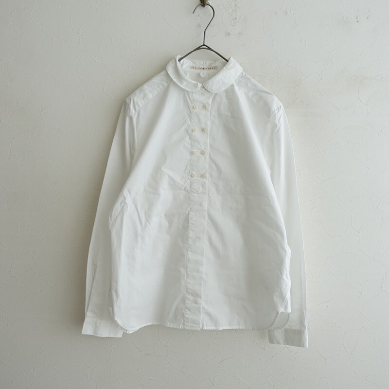チャイルドウーマン CHILD WOMAN *コットンダブルボタン長袖ブラウス*Fシャツ白ホワイトトップス布帛(1-2510-381)【31K52】_画像1