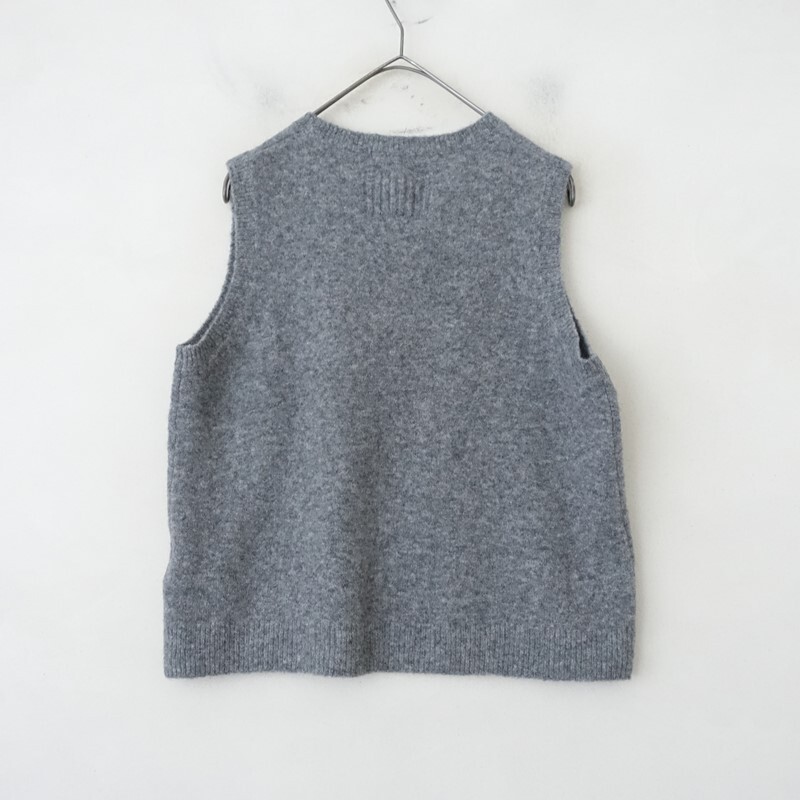 ヤラ YARRA *ウールヤクブレンドラウンドネックニットベスト*Fグレー杢シンプルプルオーバークルーネック(2-2510-311)【51K52】_画像2