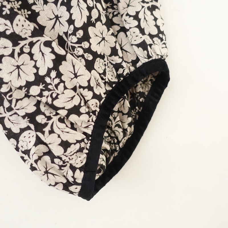 【美品/定価3.8万】オールドマンズテーラー R&D.M.Co- *WILD BERRY スモックブラウス*麻リネン黒×ベージュ(25-2510-498)【51K52】_画像4