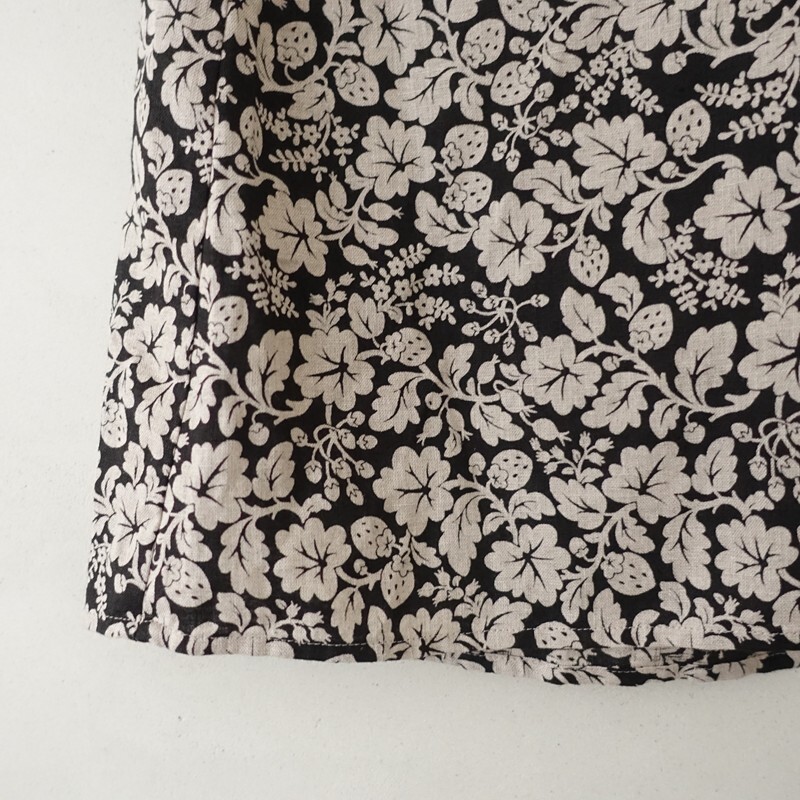 【美品/定価3.8万】オールドマンズテーラー R&D.M.Co- *WILD BERRY スモックブラウス*麻リネン黒×ベージュ(25-2510-498)【51K52】_画像5