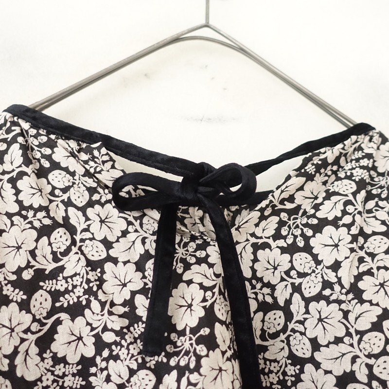 【美品/定価3.8万】オールドマンズテーラー R&D.M.Co- *WILD BERRY スモックブラウス*麻リネン黒×ベージュ(25-2510-498)【51K52】_画像7