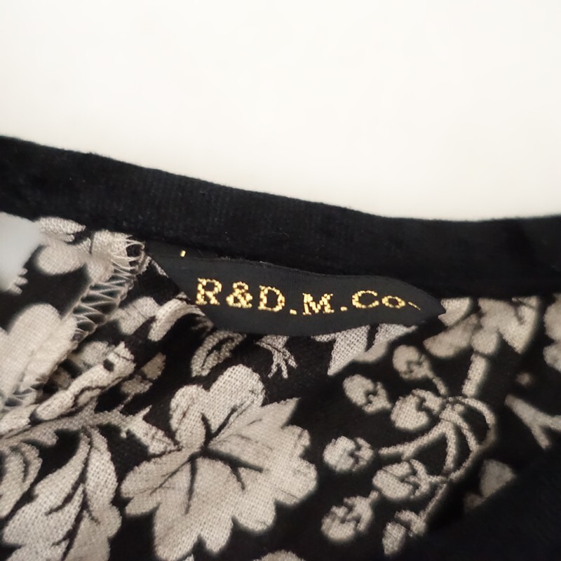 【美品/定価3.8万】オールドマンズテーラー R&D.M.Co- *WILD BERRY スモックブラウス*麻リネン黒×ベージュ(25-2510-498)【51K52】_画像9