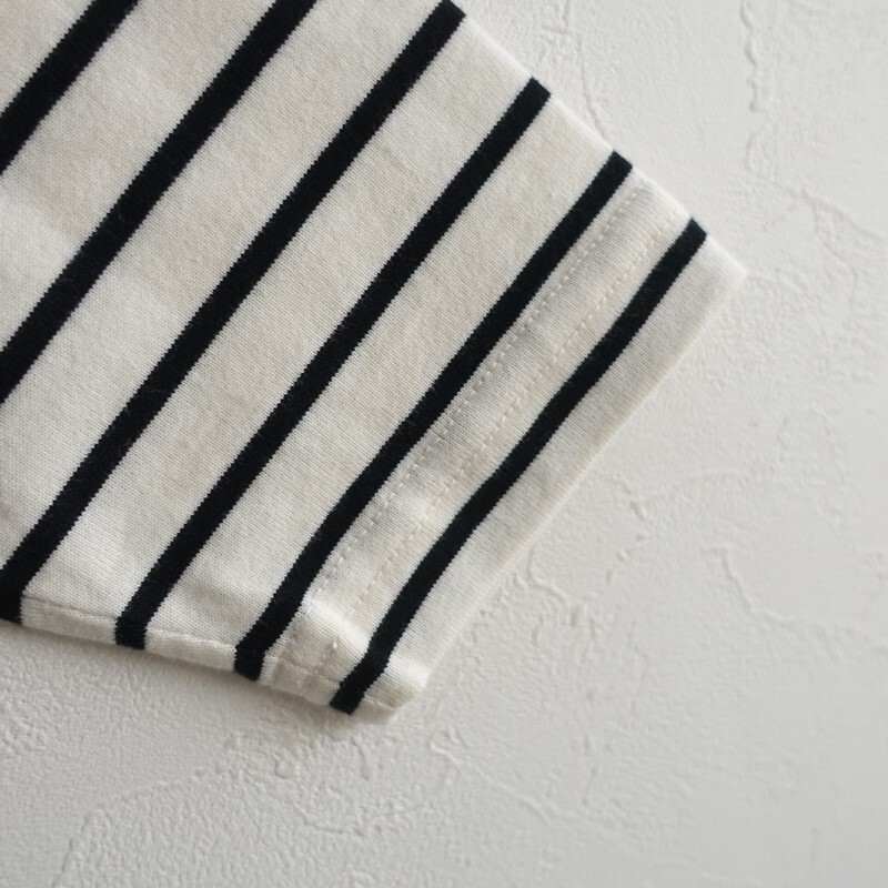 【美品/定価1.1万】ガーゼ Gauze# *スカラップカラーボーダーカットソー*F天竺黒×生成レースプルオーバー(25-2510-515)【71K52】_画像4