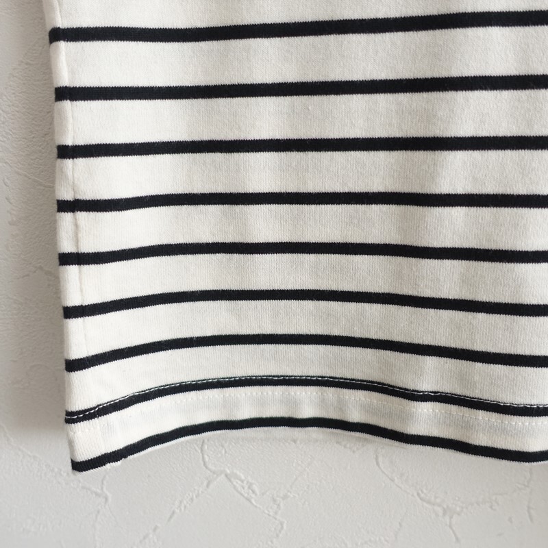 【美品/定価1.1万】ガーゼ Gauze# *スカラップカラーボーダーカットソー*F天竺黒×生成レースプルオーバー(25-2510-515)【71K52】_画像5