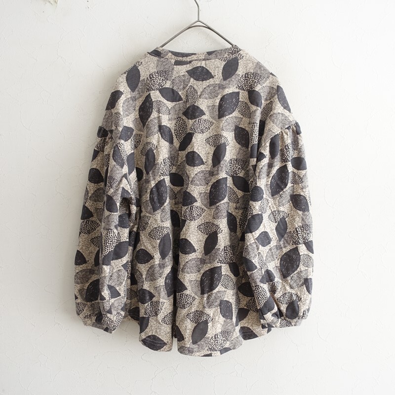 マーブルシュッド marble SUD *ビションフリーゼ カットソー*毛混ニットベージュ×チャコール総柄プリント(25-2510-513)【71K52】_画像2