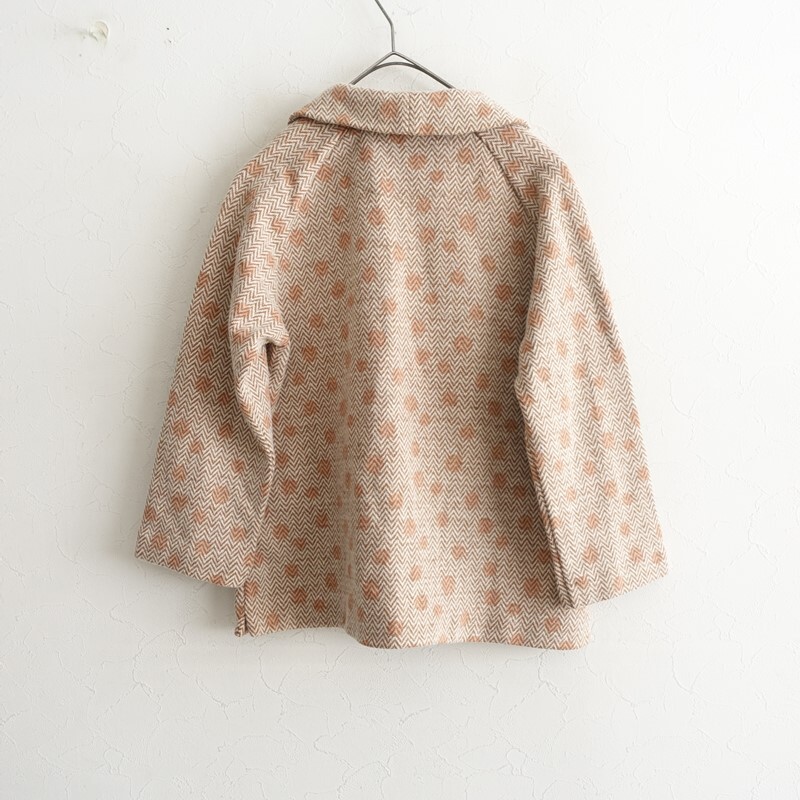 サリースコット Sally Scott *コットンウール混ショールカラージャケット*M綿毛ヘリンボーン水玉羽織上着(jk25-2510-507)【71K52】_画像2