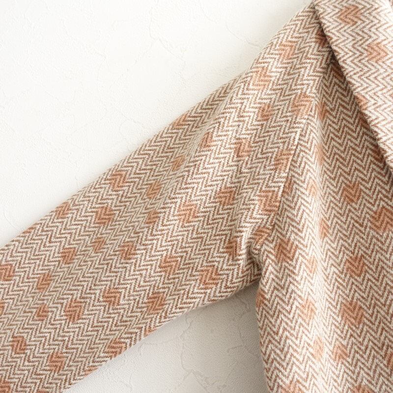 サリースコット Sally Scott *コットンウール混ショールカラージャケット*M綿毛ヘリンボーン水玉羽織上着(jk25-2510-507)【71K52】_画像3