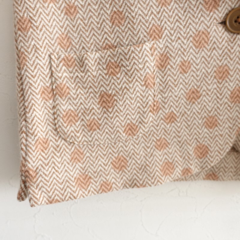 サリースコット Sally Scott *コットンウール混ショールカラージャケット*M綿毛ヘリンボーン水玉羽織上着(jk25-2510-507)【71K52】_画像5