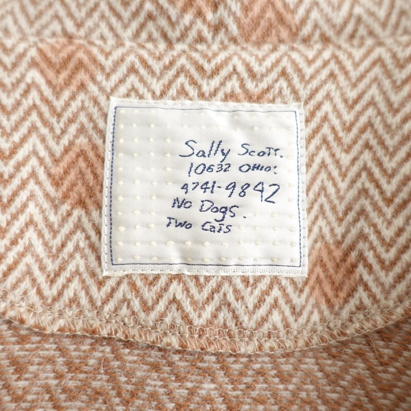 サリースコット Sally Scott *コットンウール混ショールカラージャケット*M綿毛ヘリンボーン水玉羽織上着(jk25-2510-507)【71K52】_画像7