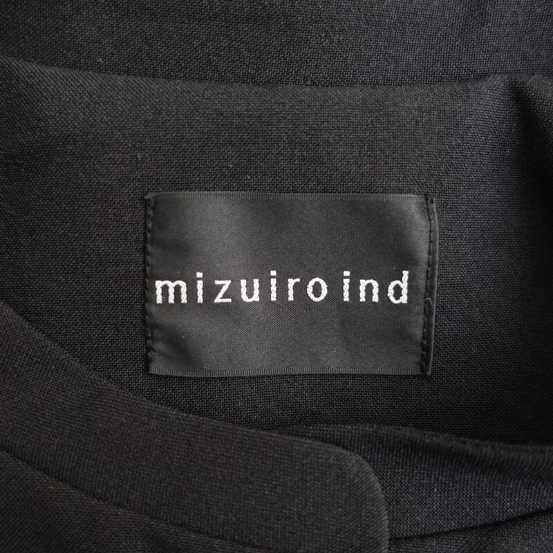 【美品】ミズイロインド mizuiro-ind *バンドカラーシャツ*黒ブラック長袖ブラウス無地(33-2510-595)【71K52】_画像7