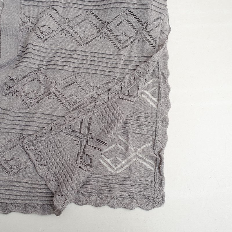 【美品】ピュアルセシン pual ce cin *透かし編みニットロングカーディガン*グレー(33-2510-594)【71K52】_画像6