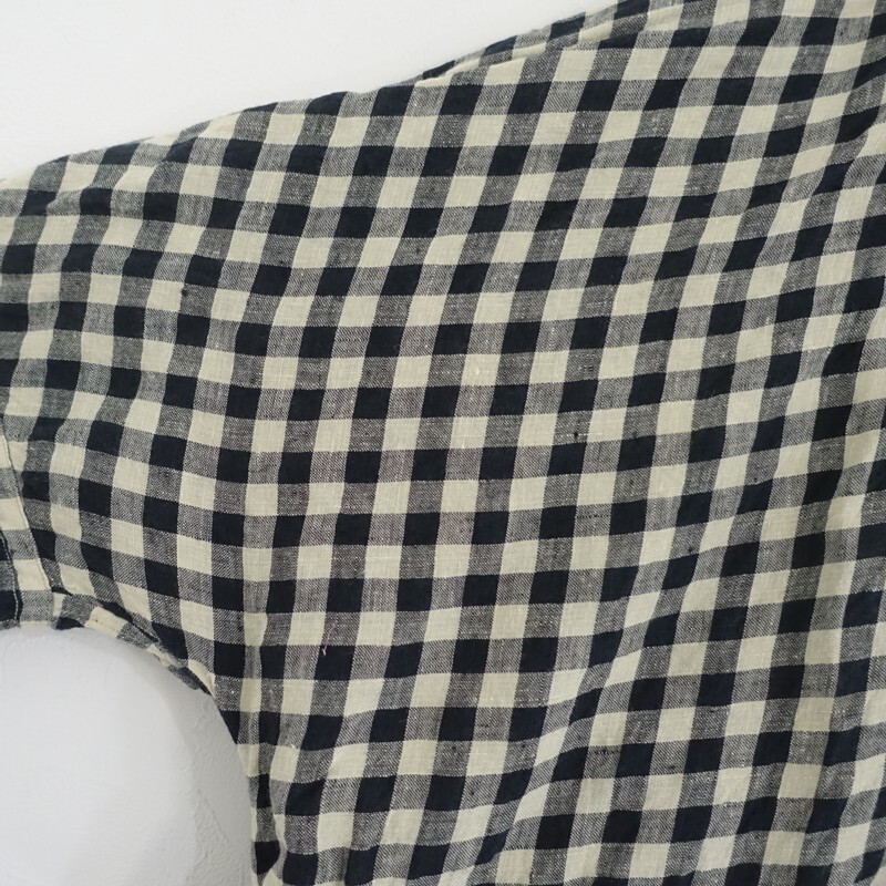 [ обычная цена 5.2 десять тысяч ]45R four ti пять a-ru* Индия марля linen. большой рубашка платье * проверка лен 45rpm(2-2510-675)[91K52]