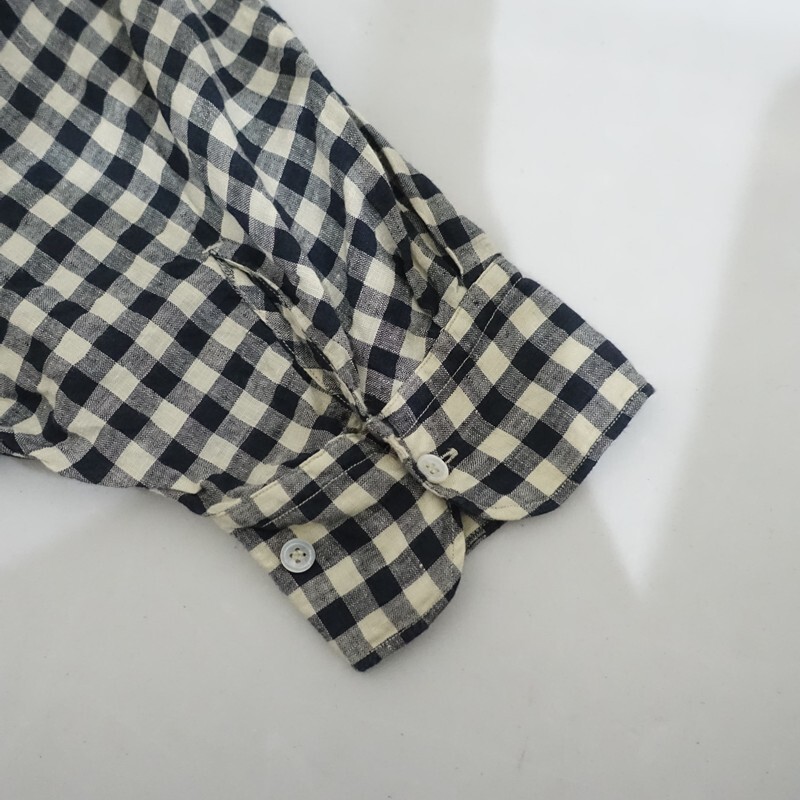 [ обычная цена 5.2 десять тысяч ]45R four ti пять a-ru* Индия марля linen. большой рубашка платье * проверка лен 45rpm(2-2510-675)[91K52]