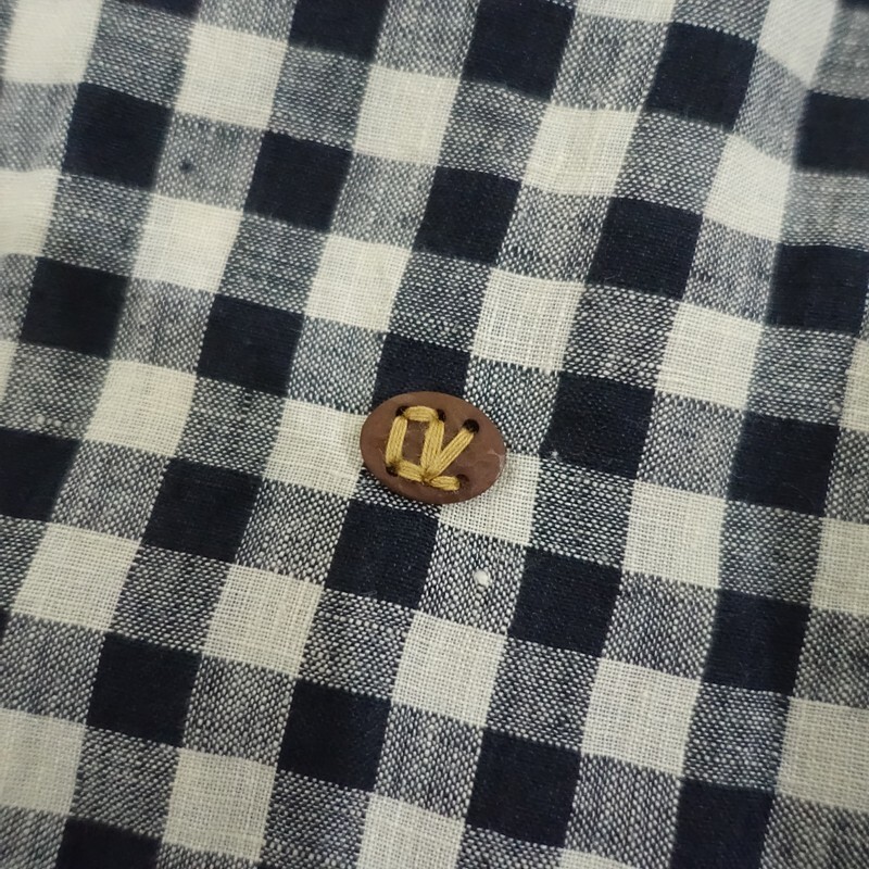 [ обычная цена 5.2 десять тысяч ]45R four ti пять a-ru* Индия марля linen. большой рубашка платье * проверка лен 45rpm(2-2510-675)[91K52]