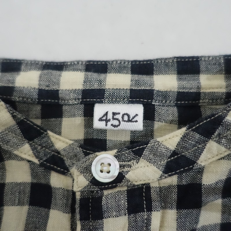 [ обычная цена 5.2 десять тысяч ]45R four ti пять a-ru* Индия марля linen. большой рубашка платье * проверка лен 45rpm(2-2510-675)[91K52]