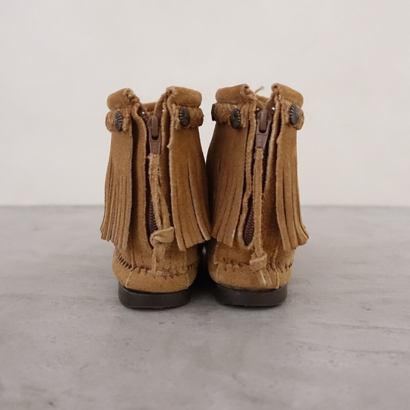  Minnetonka MINNETONKA * задний Zip короткие сапоги 6/23* замша кожа Camel 1025(sh10-2510-146)[02K52]