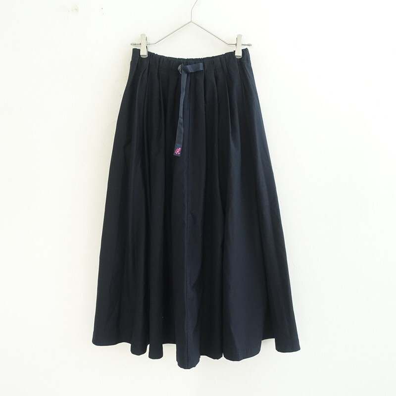 グラミチ GRAMICCI *ギャバイージーフレアロングスカート*Fネイビー無地タック(sk33-2511-34)【52K52】_画像1