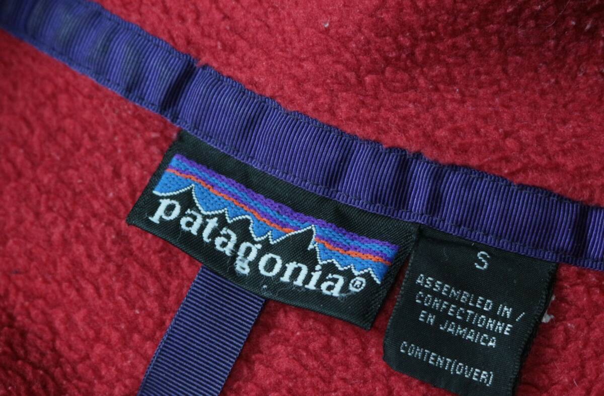 C334/patagonia/パタゴニア/90S/SNAP T/スナップT/フリースジャケット/プルオーバー/ジャケット/Sサイズ/レッド/雪なしタグ/_画像6