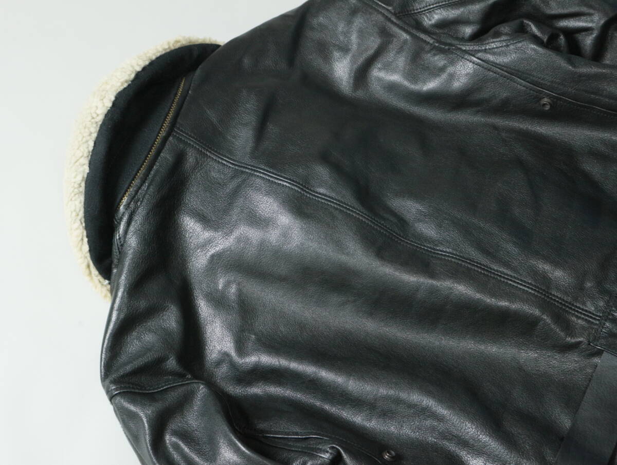 C254/GIRGIO ARMANI/joru geo Armani /90s/ Италия производства / натуральная кожа / кожа пальто / тренчкот /48 размер /RIRI застежка-молния / черный / Old 