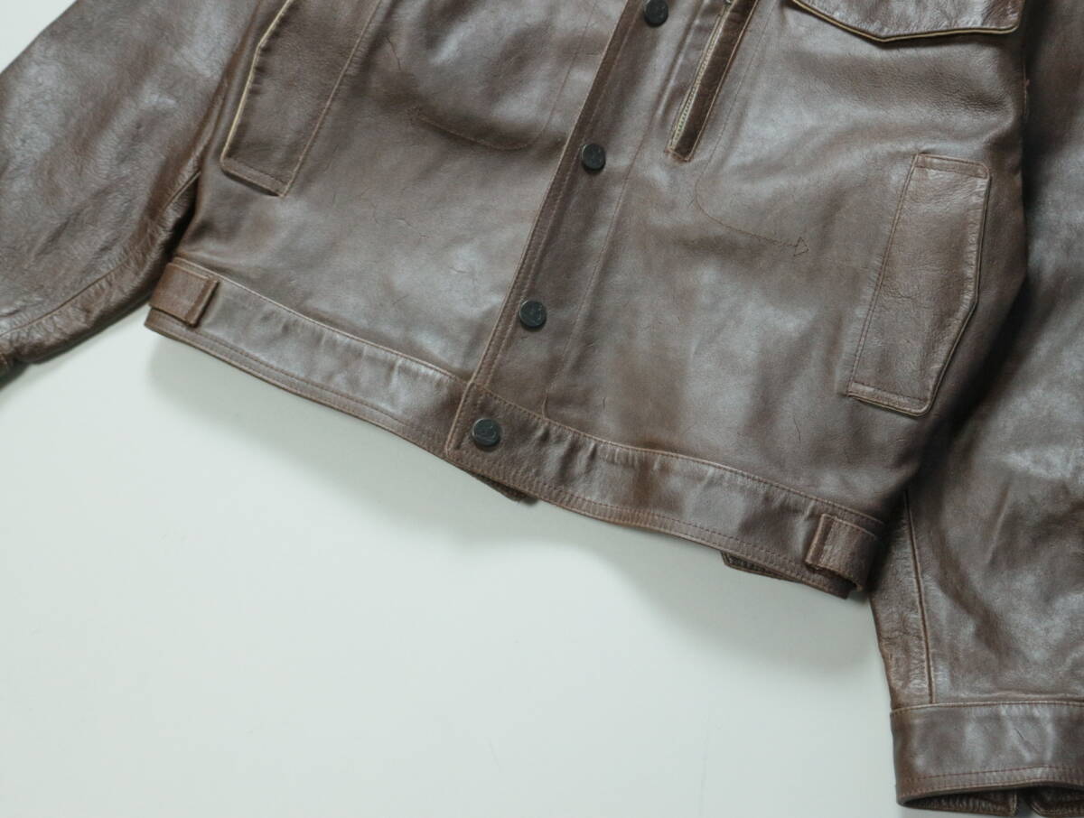 C316/PEUTEREY/ピューテリー/本革/オールレザー/フランス軍モチーフ/牛革/レザージャケット/革ジャン/ブルゾン/ブラウン/VERA PELLE/_画像7
