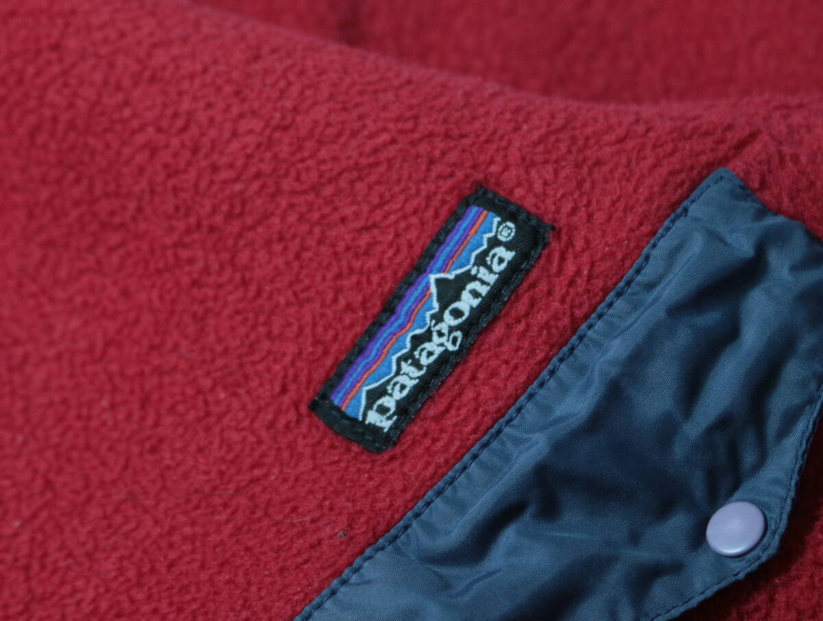 C334/patagonia/パタゴニア/90S/SNAP T/スナップT/フリースジャケット/プルオーバー/ジャケット/Sサイズ/レッド/雪なしタグ/_画像5