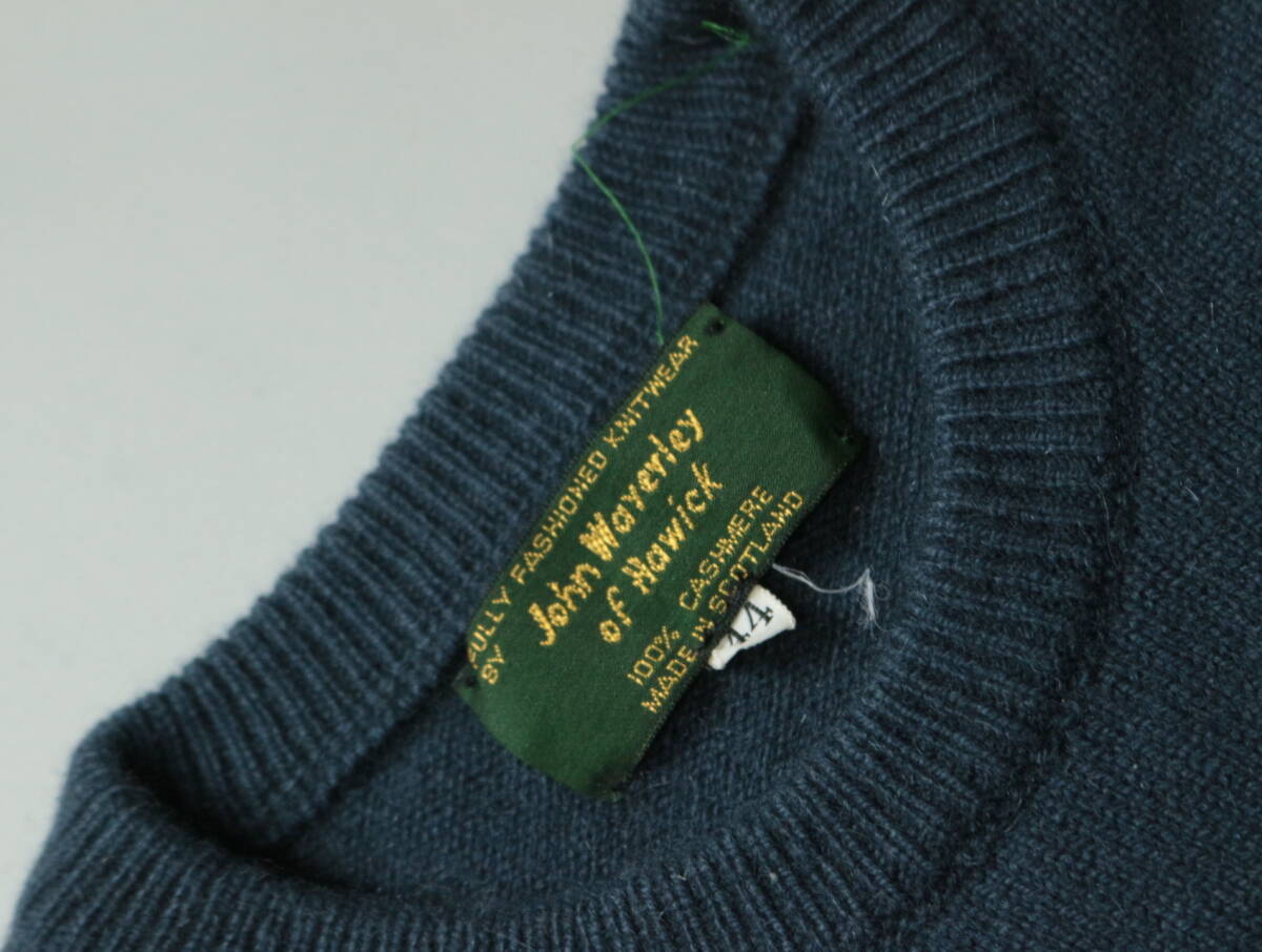 C396/John Wayerley of Hawick/スコットランド製/高級/クルーネック/カシミヤ100/カシミヤニットセーター/44サイズ/メンズ/無地/_画像5