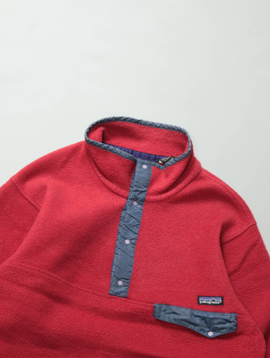 C334/patagonia/パタゴニア/90S/SNAP T/スナップT/フリースジャケット/プルオーバー/ジャケット/Sサイズ/レッド/雪なしタグ/_画像2