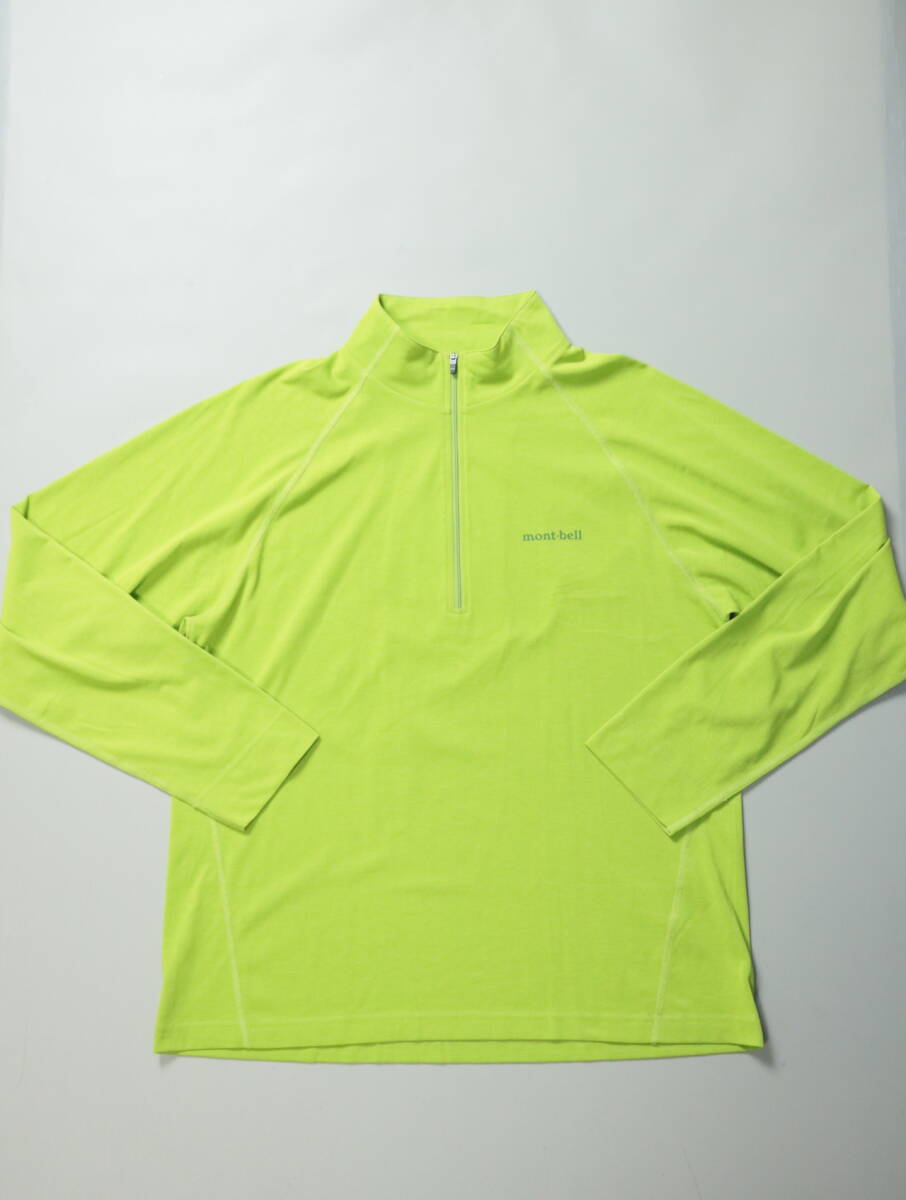 C400/mont-bell/モンベル/#1114124/WIC.ジップシャツ/美品/黄緑/長袖/トップス/XLサイズ/アウトドア/登山_画像1