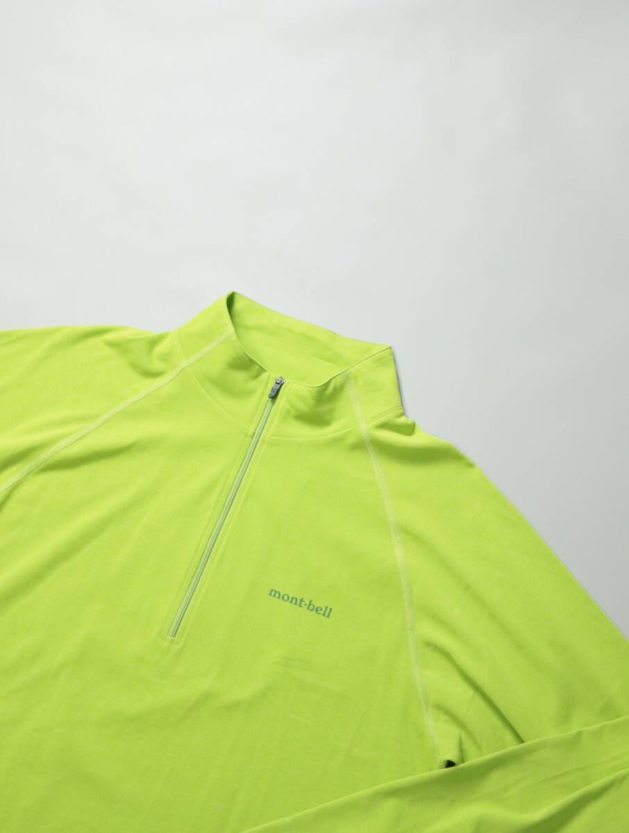 C400/mont-bell/モンベル/#1114124/WIC.ジップシャツ/美品/黄緑/長袖/トップス/XLサイズ/アウトドア/登山_画像2