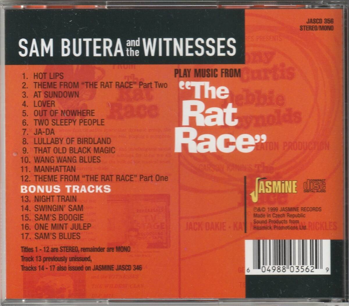 映画挿入曲演奏盤『「ねずみの競争」より SAM BUTERA AND THE WITNESSES PLAY MUSIC』_画像2