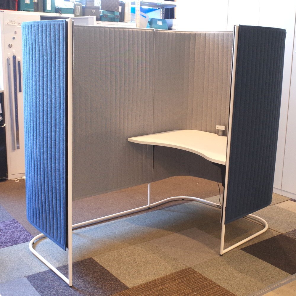 直接引取限定 コクヨ KOKUYO インフレーム スクリーンブース 1人用 パネル 間仕切り ブルー オフィスデスク 個室 KK16232 中古オフィス家具_画像1