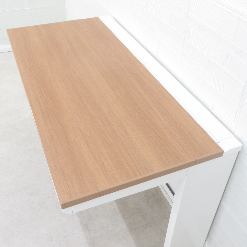 オカムラ アドバンス 平デスク 3V144P MK38 W1200 D600 木目 ホワイト オフィスデスク 引出し アウトレット YH16770-1 中古オフィス家具_画像3